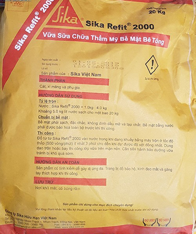 Bột chống thấm, vữa sửa chữa Sika refit 2000